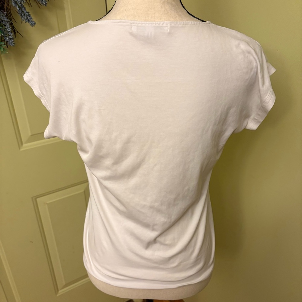 LACOSTE White Cap Sleeve Tee size 36 - Picture 3 of 8